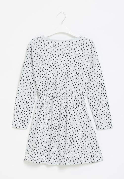 MINOTI - Girls basic aop jersey dress - grey & black 