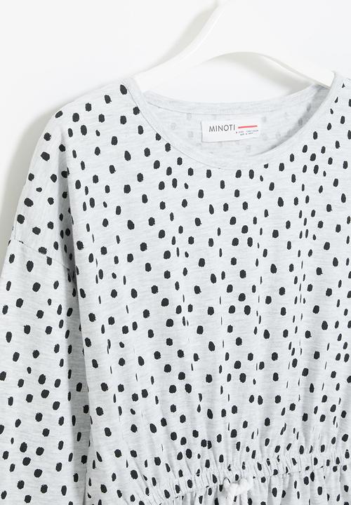 MINOTI - Tween girls basic aop jersey dress - grey & black 