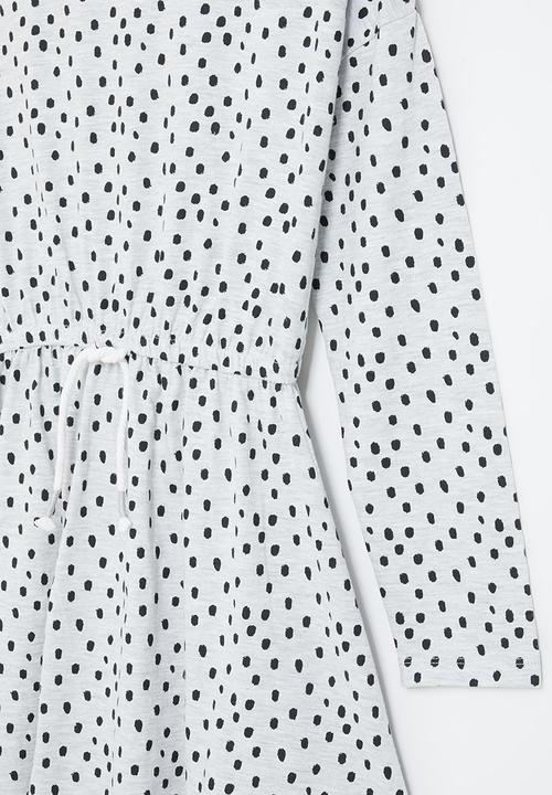 MINOTI - Tween girls basic aop jersey dress - grey & black 