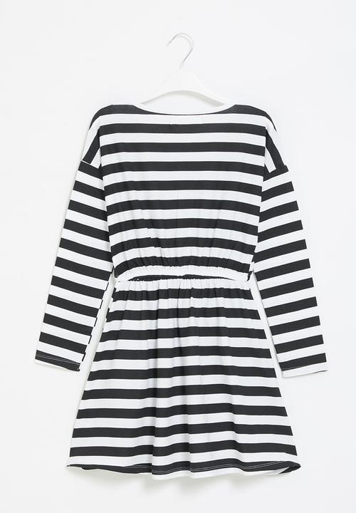 MINOTI - Girls basic stripe jersey dress - black & white