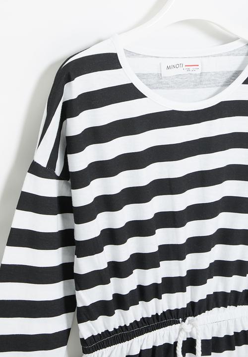 MINOTI - Girls basic stripe jersey dress - black & white