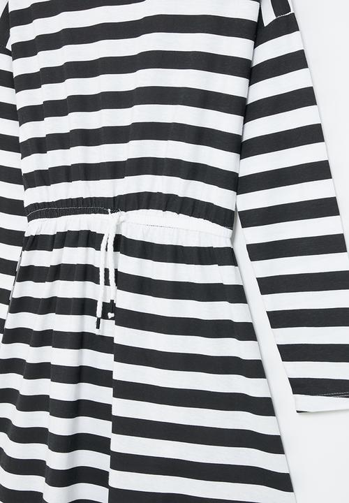 MINOTI - Girls basic stripe jersey dress - black & white