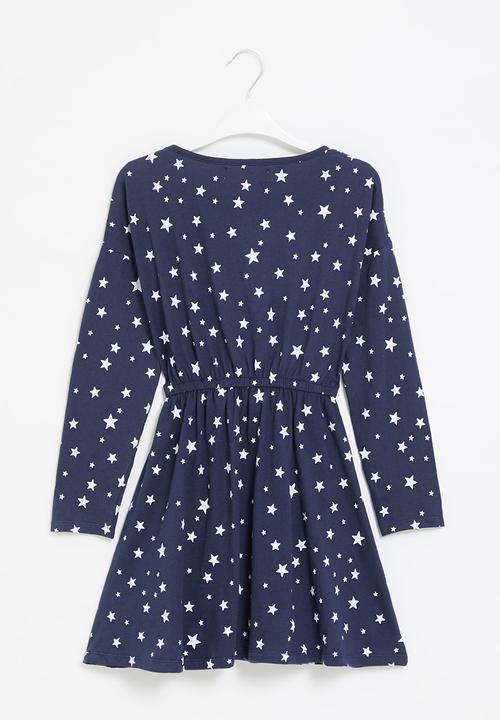 MINOTI - Tween girls basic aop jersey dress - navy & white 