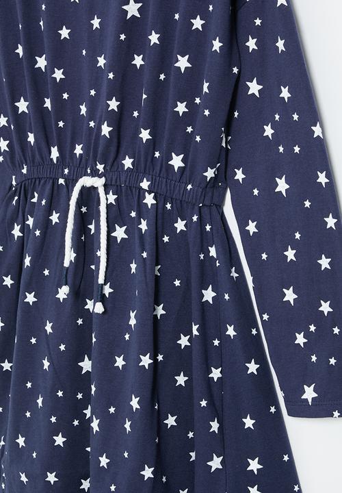 MINOTI - Tween girls basic aop jersey dress - navy & white 