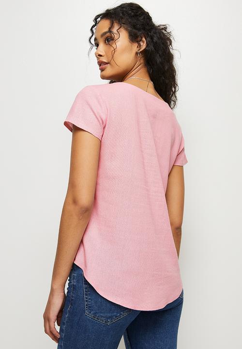 edit - Linen v-neck shell - blush