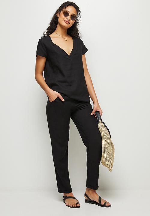 edit - Linen jogger - black