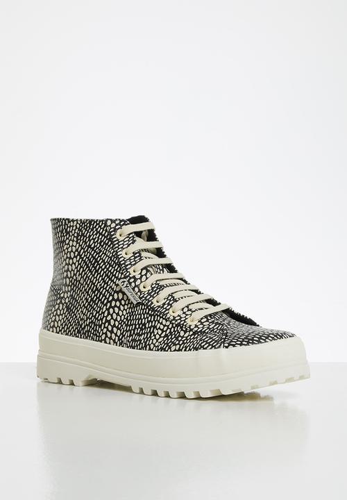 SUPERGA - 2341 faux reptile alpina boot - black beige gresso