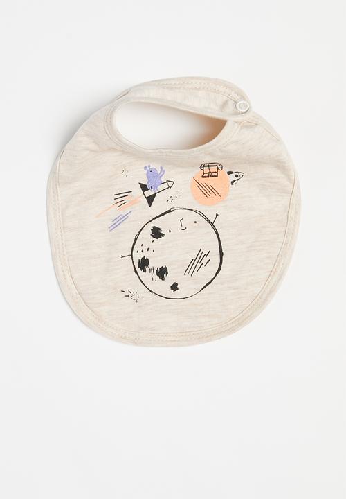 Superbalist Kids - 2 pack space bib - blue & oatmeal