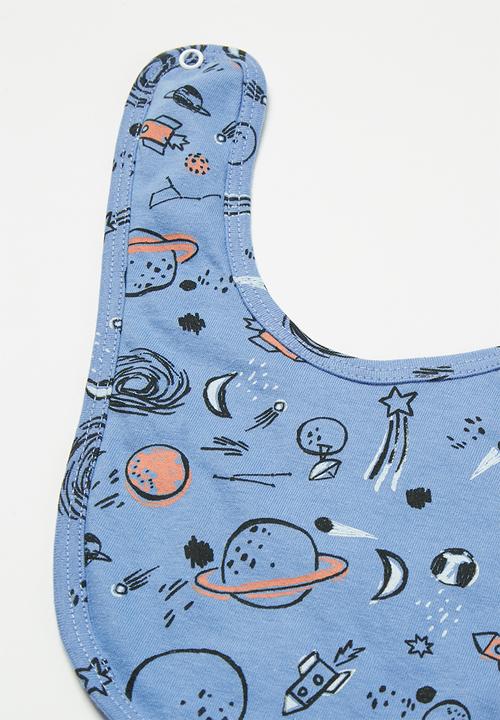Superbalist Kids - 2 pack space bib - blue & oatmeal
