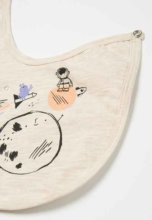 Superbalist Kids - 2 pack space bib - blue & oatmeal