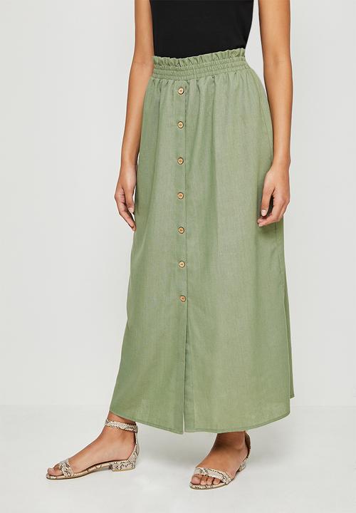 edit - Linen button down skirt - dusty sage