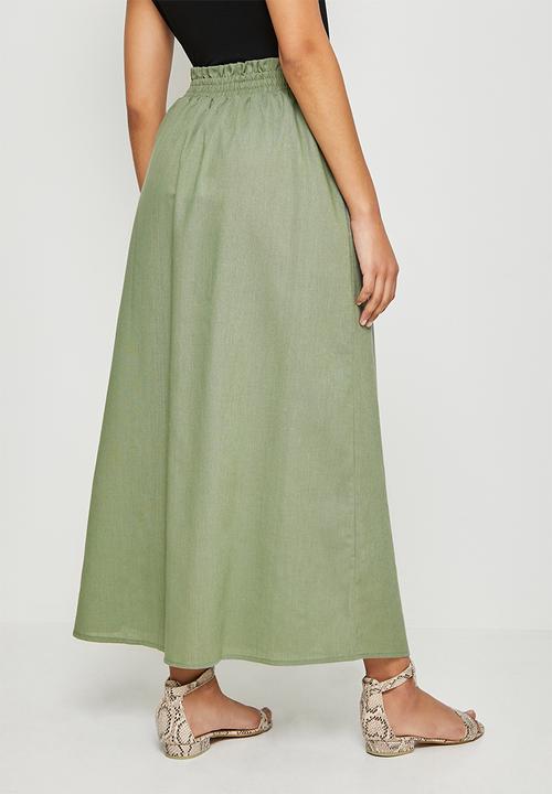 edit - Linen button down skirt - dusty sage