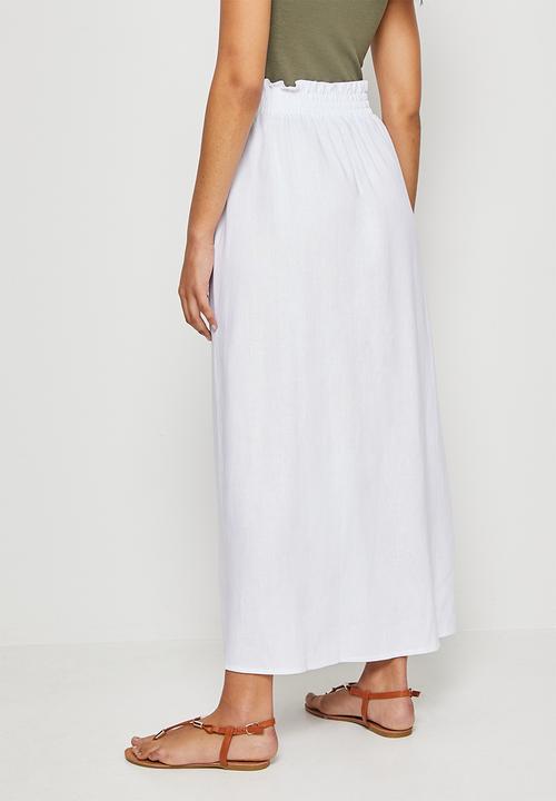 edit - Linen button down skirt - white