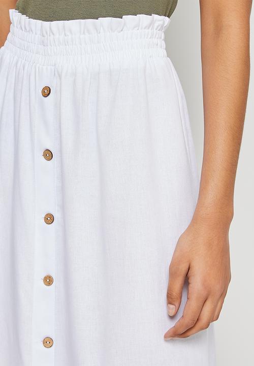 edit - Linen button down skirt - white