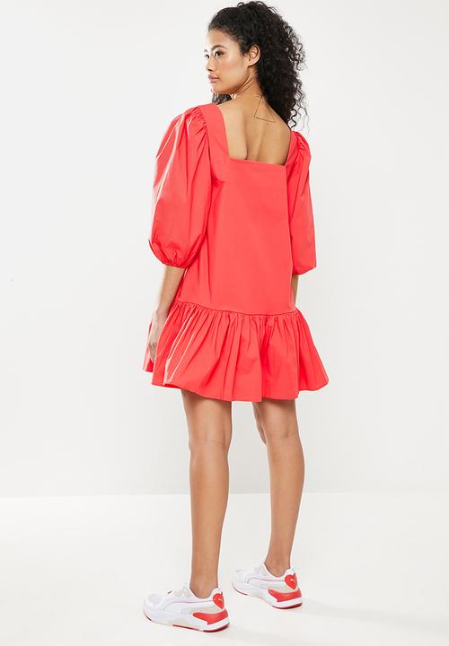 Glamorous - Elastane deep dress - coral
