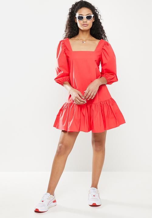 Glamorous - Elastane deep dress - coral