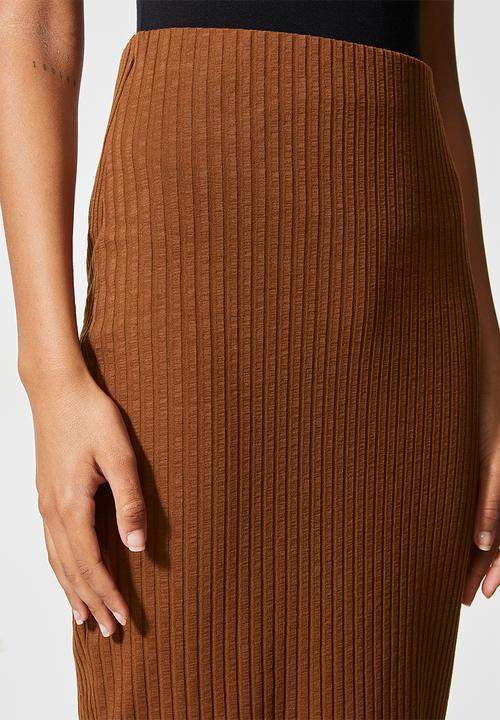 Superbalist - Rib bodycon skirt - tobacco