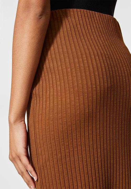 Superbalist - Rib bodycon skirt - tobacco