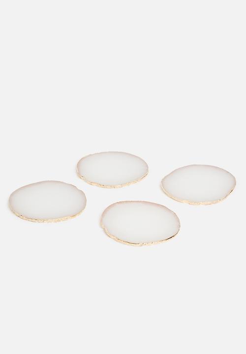 Sixth Floor - Agate resin coaster set of 4 -Snow