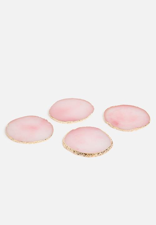 Sixth Floor - Agate resin coaster set of 4 -Rose