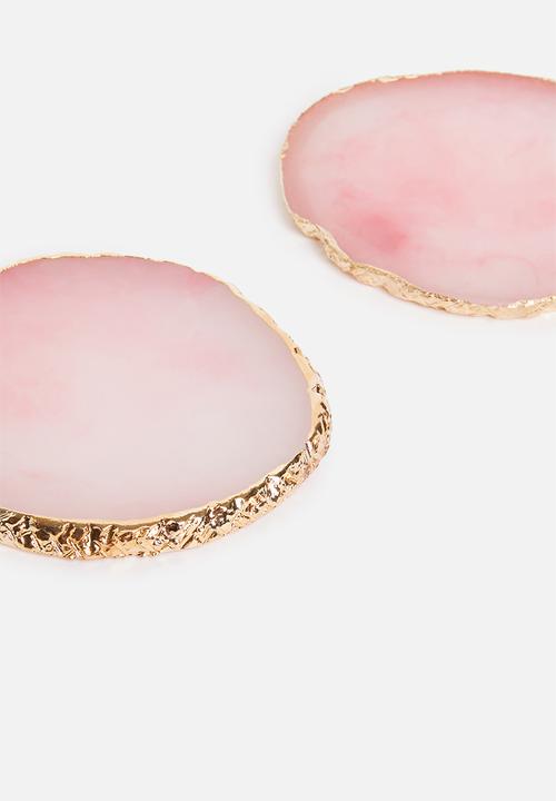 Sixth Floor - Agate resin coaster set of 4 -Rose