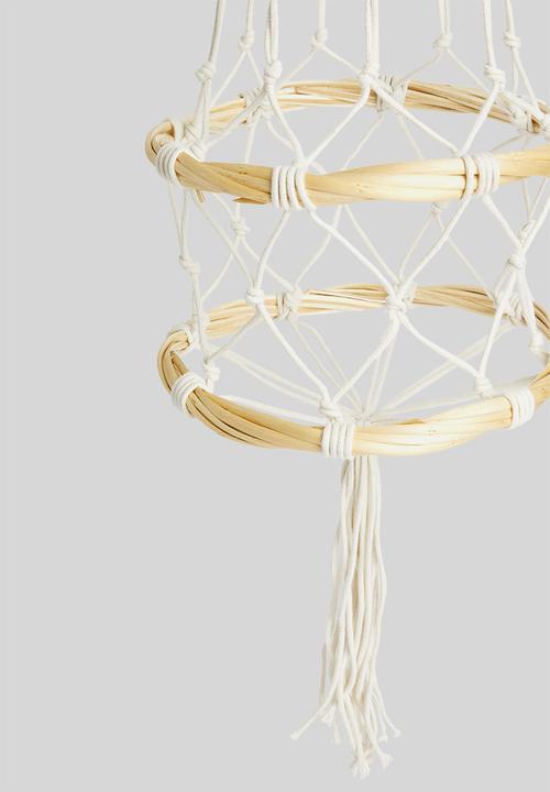 H&S - Macrame hanging planter - natural & white