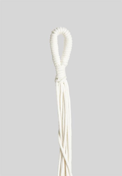 H&S - Macrame hanging planter - natural & white