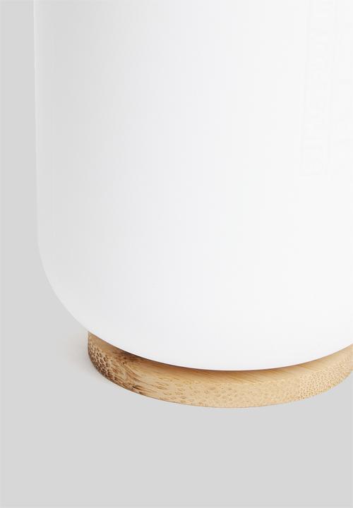 Bathroom Solutions - Tumbler with bamboo base - white
