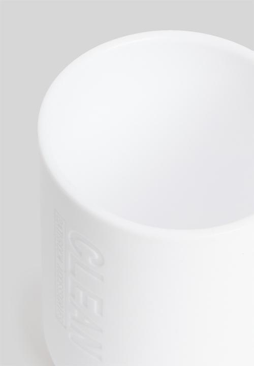 Bathroom Solutions - Tumbler with bamboo base - white