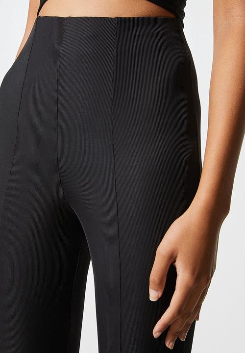VELVET - Front slit pull on tregging - black