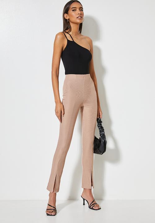 VELVET - Front slit pull on tregging - neutral