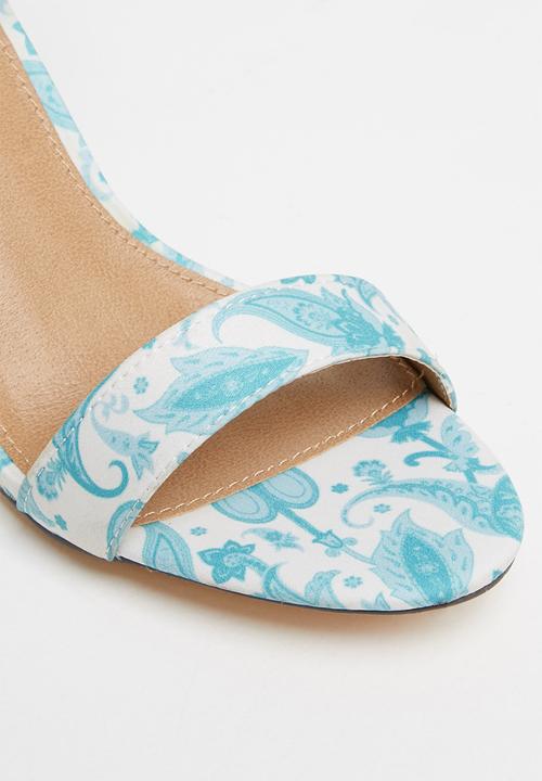 Madison® - Angela ankle strap block heel - white & blue