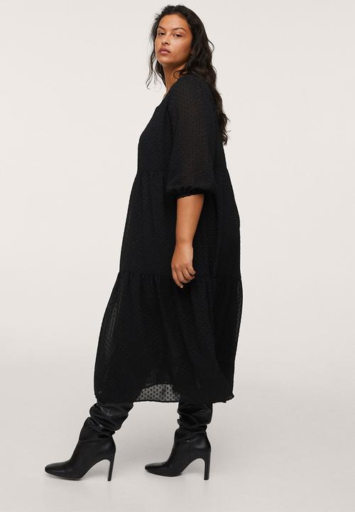 MANGO - Plus dress plumeti1 - black