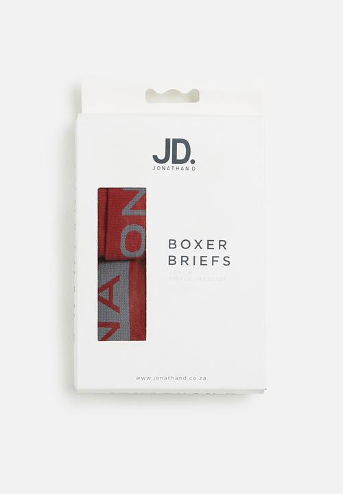 Jonathan D - Branded 2 pack briefs - burgundy & grey 