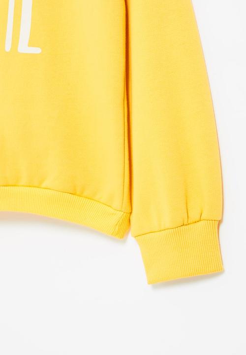 MINOTI - Girls basic awesome fleece crew - yellow