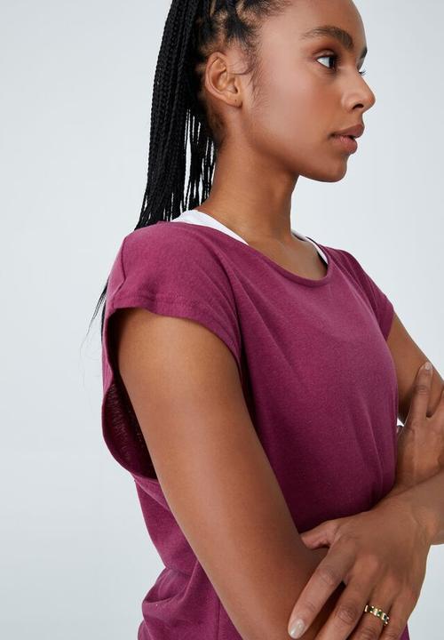 Cotton On - Active scoop hem T-shirt - pinot rose