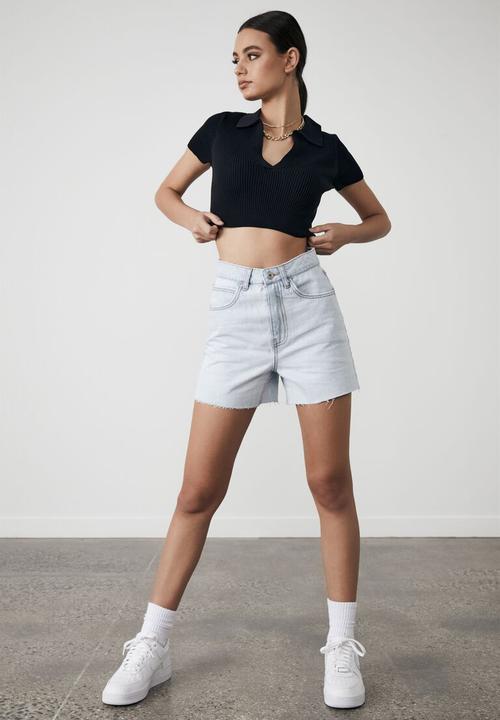 Factorie - Ultra crop short sleeve top - black