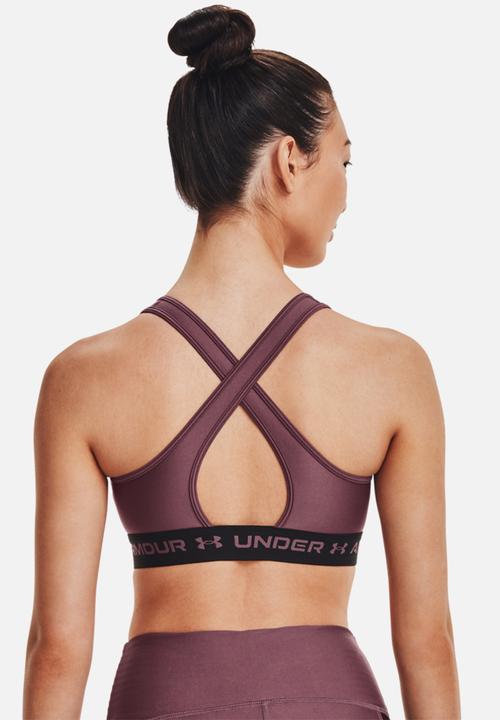 Under Armour - Crossback mid bra - ash plum / black