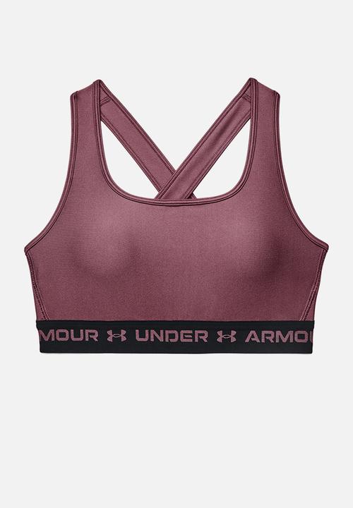 Under Armour - Crossback mid bra - ash plum / black