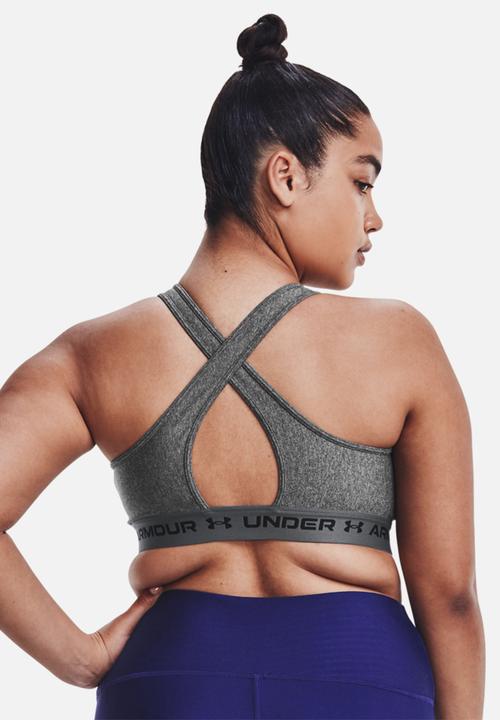 Under Armour - Crossback mid heather bra - charcoal light heather / pitch gray / black