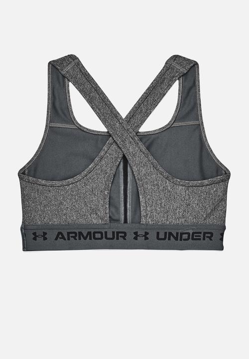 Under Armour - Crossback mid heather bra - charcoal light heather / pitch gray / black