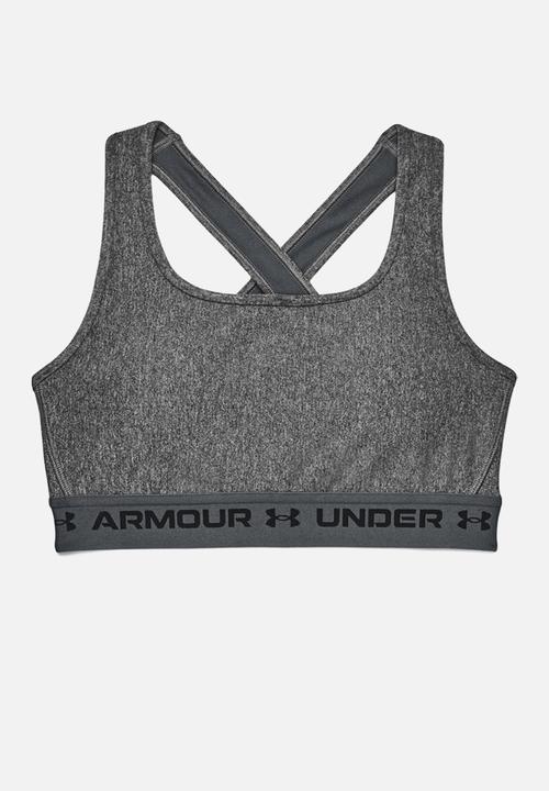 Under Armour - Crossback mid heather bra - charcoal light heather / pitch gray / black