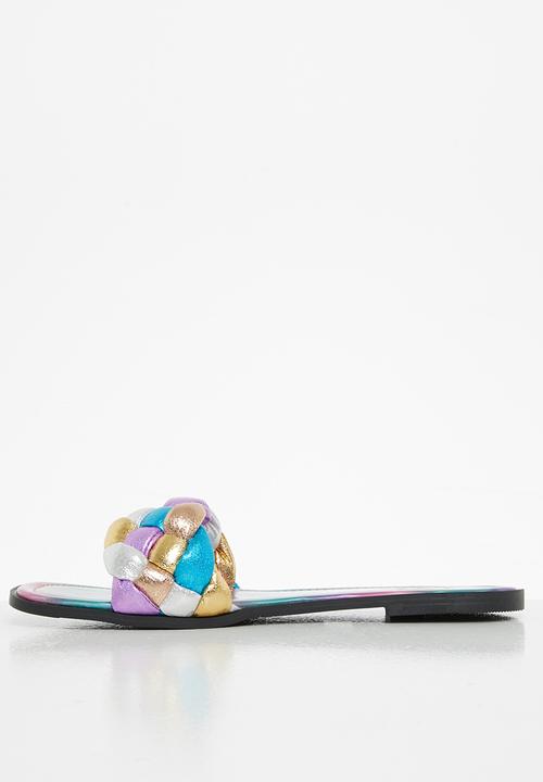 Footwork - Brisk chunky plaited slide - pink 