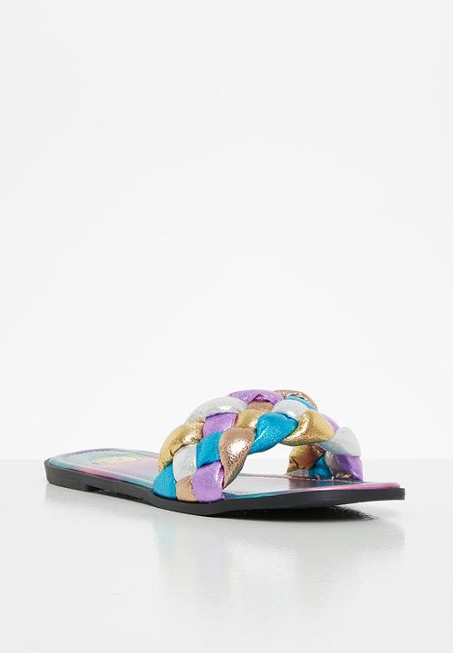Footwork - Brisk chunky plaited slide - pink 