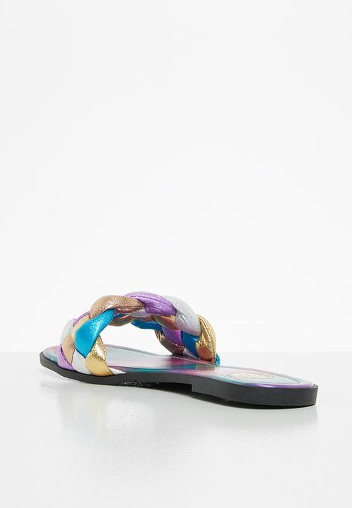 Footwork - Brisk chunky plaited slide - pink 