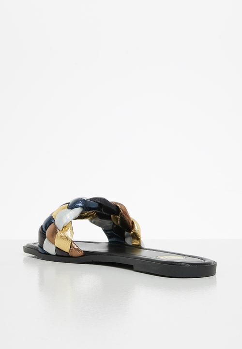 Footwork - Brisk chunky plaited slide - black & gold