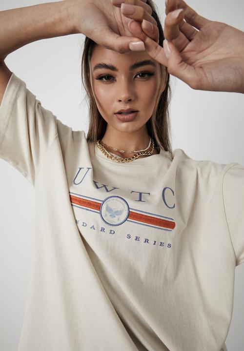 Factorie - Oversized graphic tee - ivory
