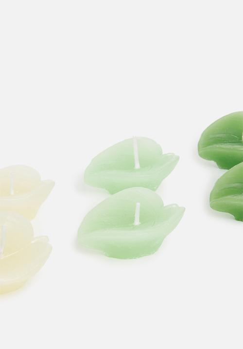 H&S - Set of 6 leaf shaped candles - green
