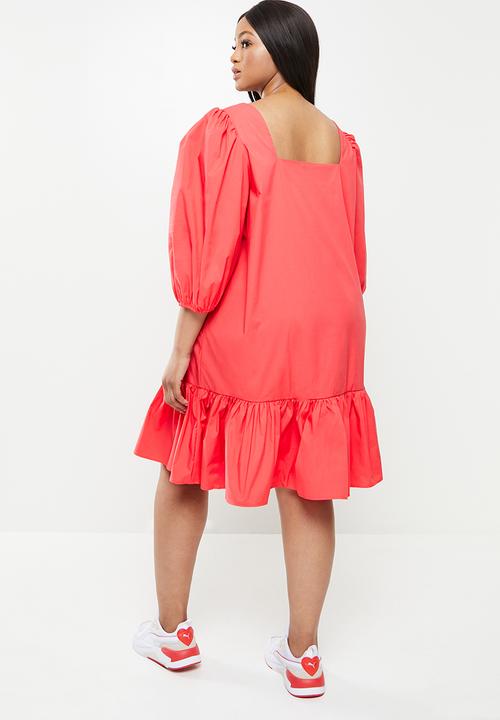 Glamorous - Plus elastine deep dress - coral