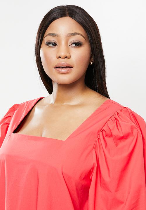 Glamorous - Plus elastine deep dress - coral